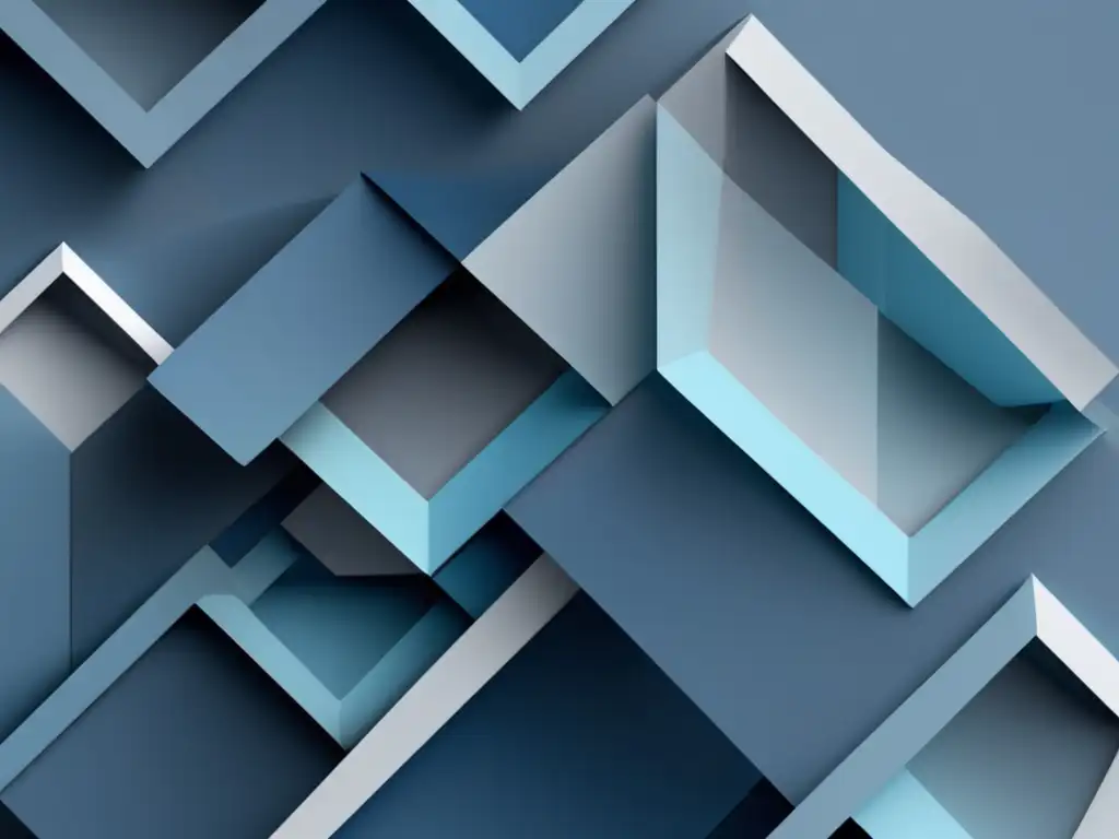 Imagen abstracta con formas geométricas en tonos de azul y gris que representan la tecnología de descompresión avanzada