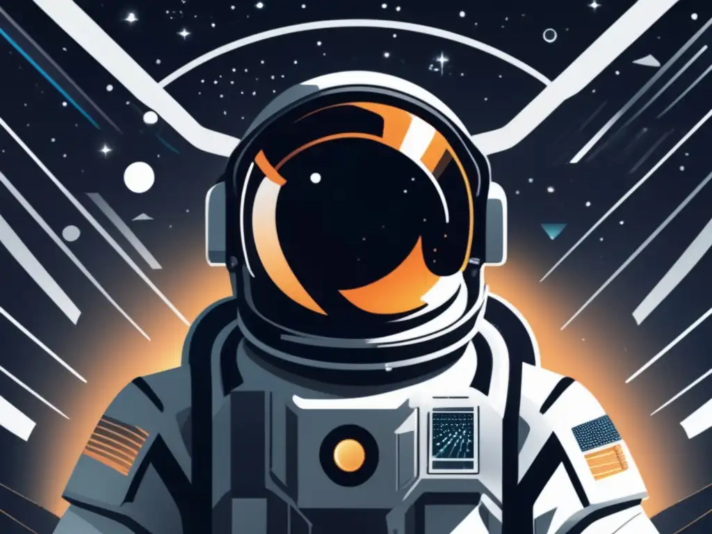Astronauta flotando en espacio rodeado de tecnología Tecnologías de supervivencia en el espacio: Astronauta vida aislamiento