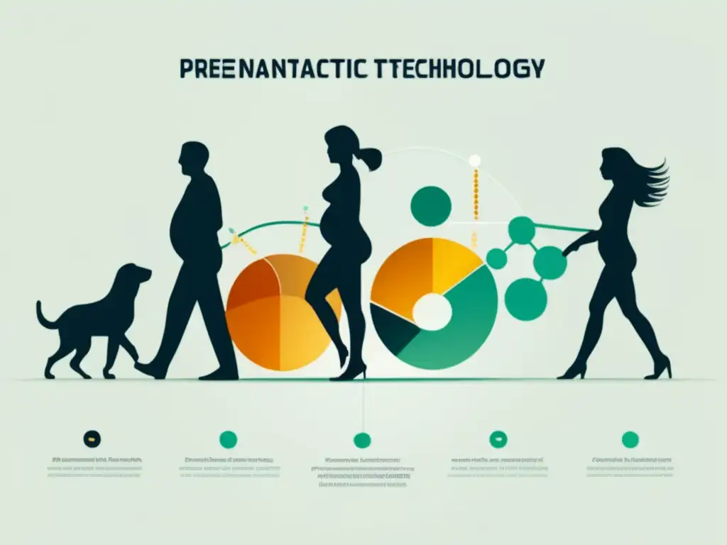 Evolución tecnología diagnóstico prenatal, imagen abstracta minimalista que representa avance molecular genética