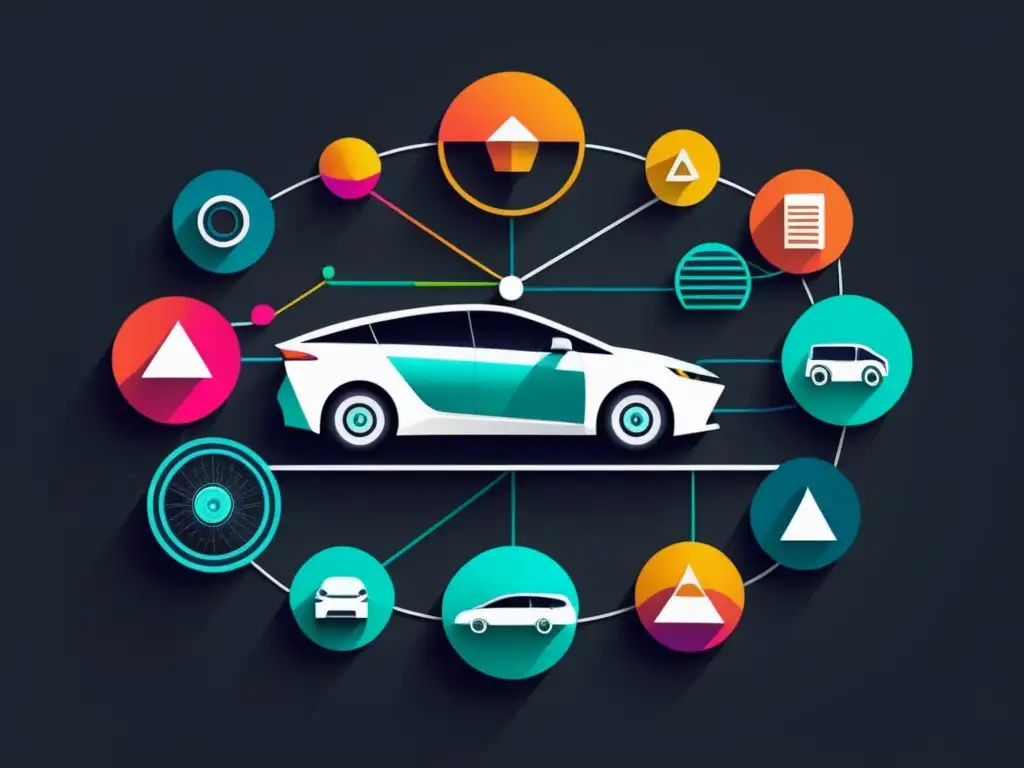 Herramientas tecnológicas en vehículos autónomos - Representación abstracta y colorida de los avances en autonomía