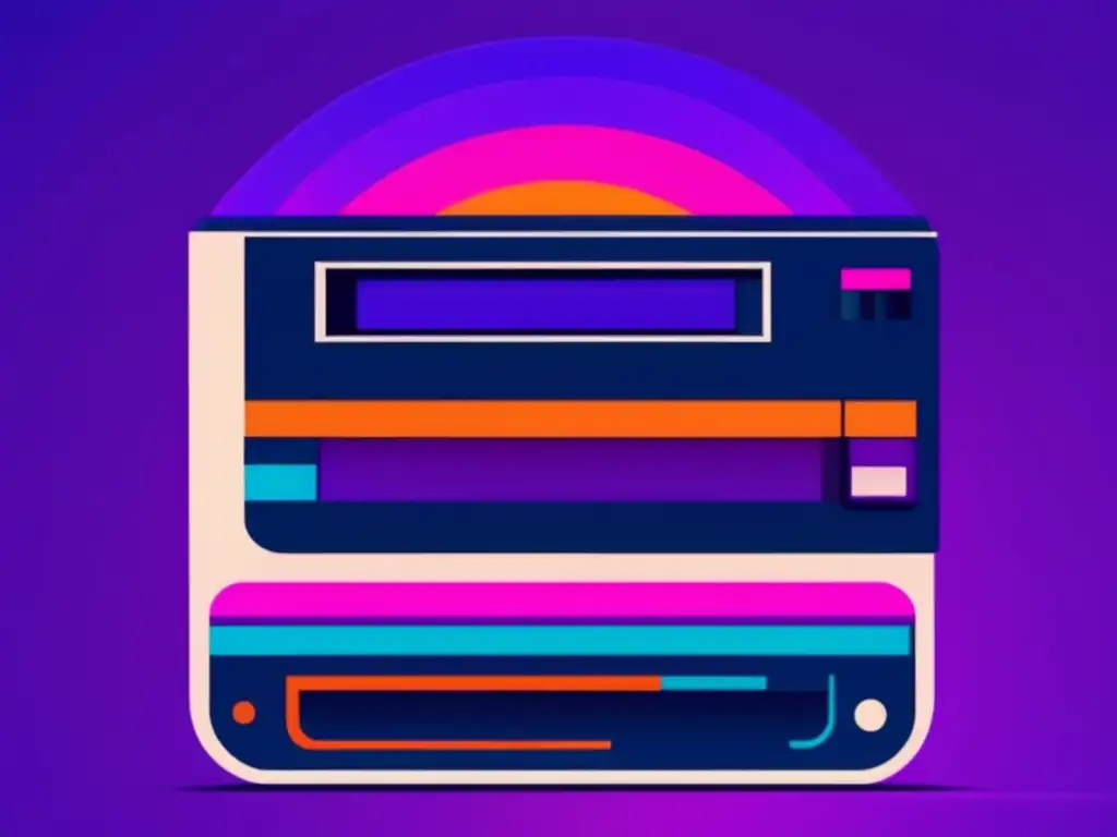 Evolución tecnológica: Reproductor Betamax en colores abstractos