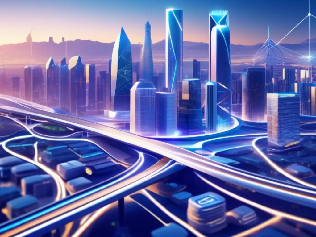 Futuro de la movilidad con IA Impacto redes neuronales en movilidad futura: imagen 8K detalle abstracto, ciudad futurista con transporte avanzado y patrones algorítmicos