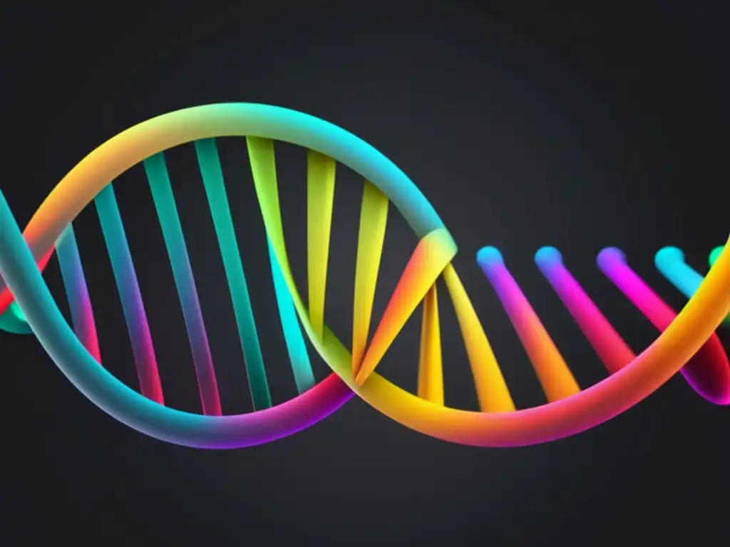 Avances en bioingeniería veterinaria: helice ADN minimalista en colores vibrantes