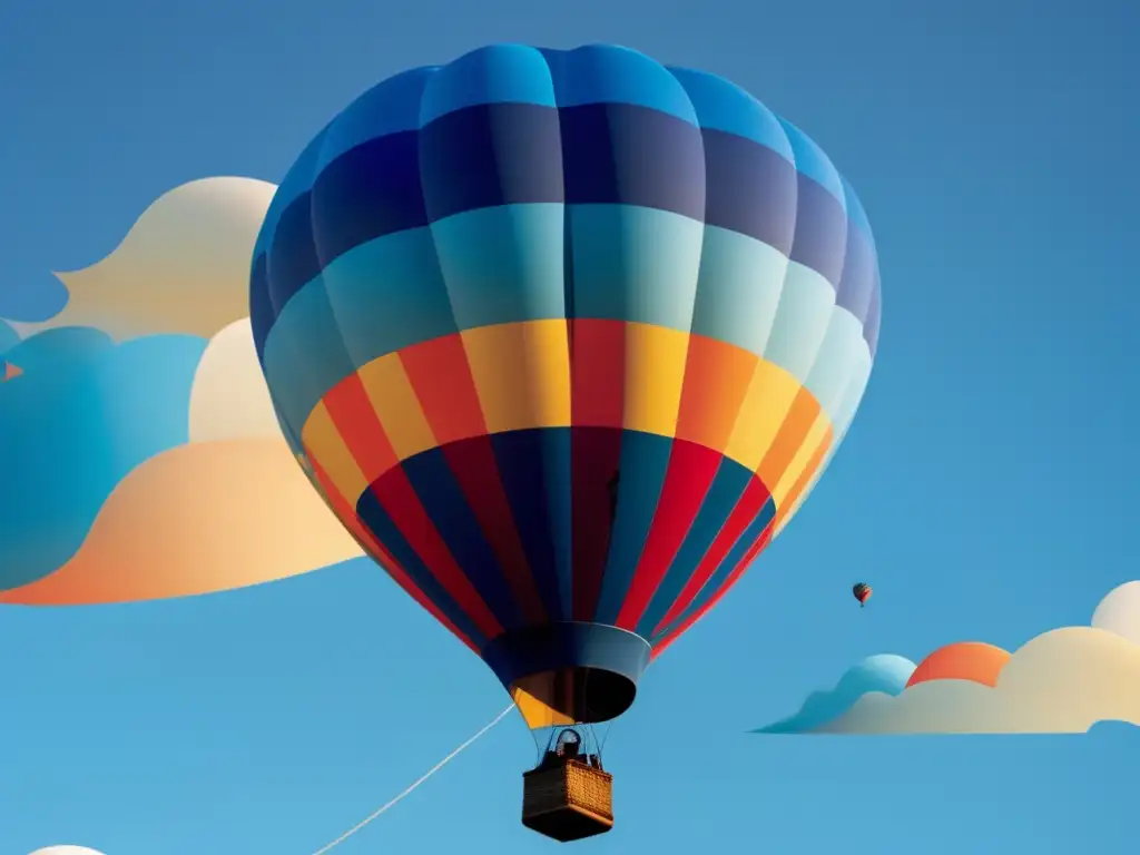 Globos aerostáticos: Importancia histórica y diseño surrealista en una imagen minimalista