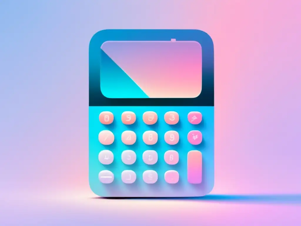 Impacto de smartphones en calculadoras: imagen minimalista abstracta con calculadora desvaneciéndose, reemplazada por smartphone en gradientes pastel