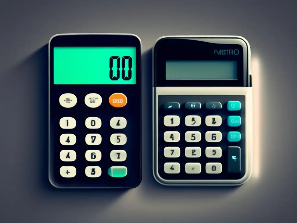 Impacto smartphones en calculadoras: contraste entre vintage calculadora y moderno smartphone