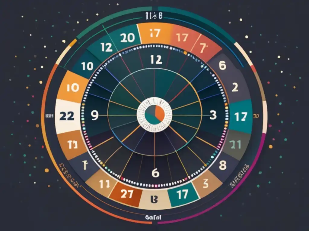 Importancia del calendario en la antigüedad: imagen abstracta con calendario circular rodeado de representaciones de antiguas civilizaciones