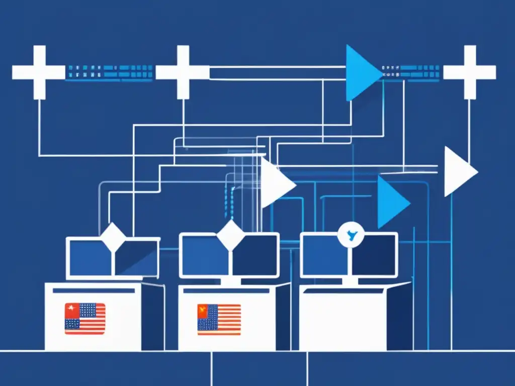 Imagen de redes digitales y símbolos democráticos