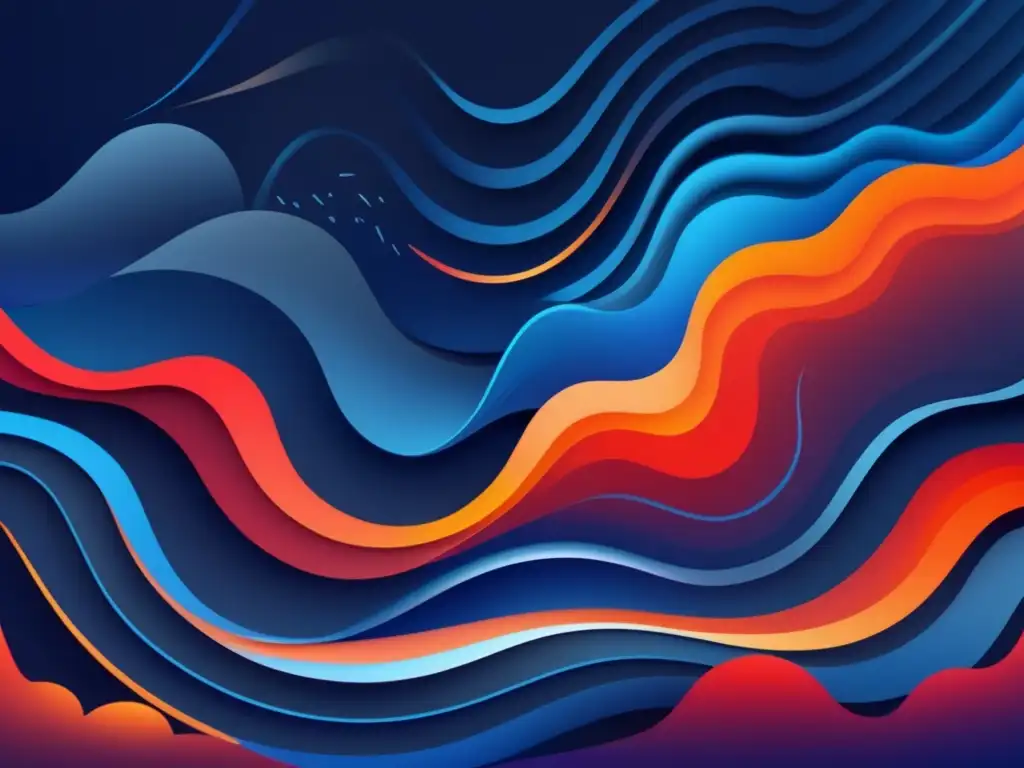 Patrones climáticos y fenómenos extremos de clima Herramientas de monitoreo climático: imagen 8k que representa patrones climáticos y fenómenos extremos, con líneas y formas en tonos azules y toques de rojo, simbolizando eventos climáticos