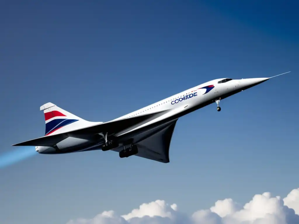 Evolución de la aviación supersónica: Concorde volando en el cielo, diseño aerodinámico y lujoso