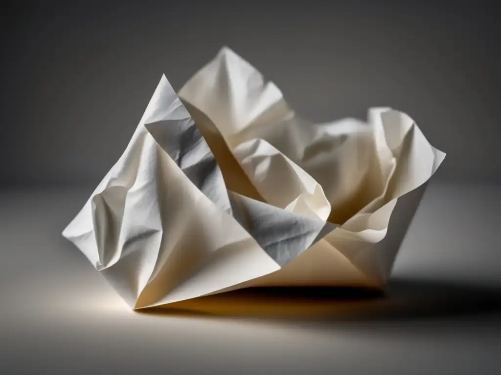 Crumpled white paper with visible creases and folds, showcasing its texture and imperfections