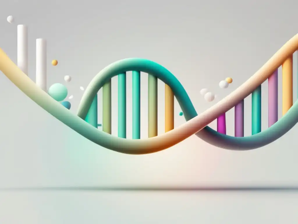 Avances en biotecnología en Europa y Asia, estructura de ADN en estilo minimalista y abstracto