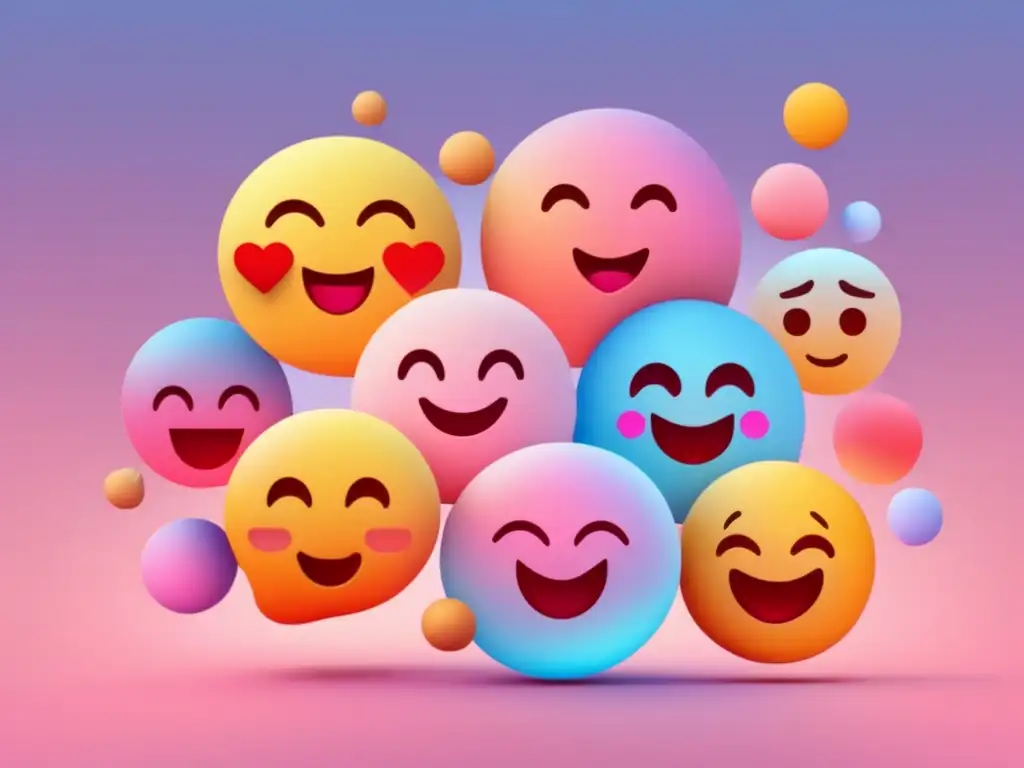 Importancia de los emojis en la comunicación digital: Minimalismo y expresividad en un espacio digital con emojis flotantes