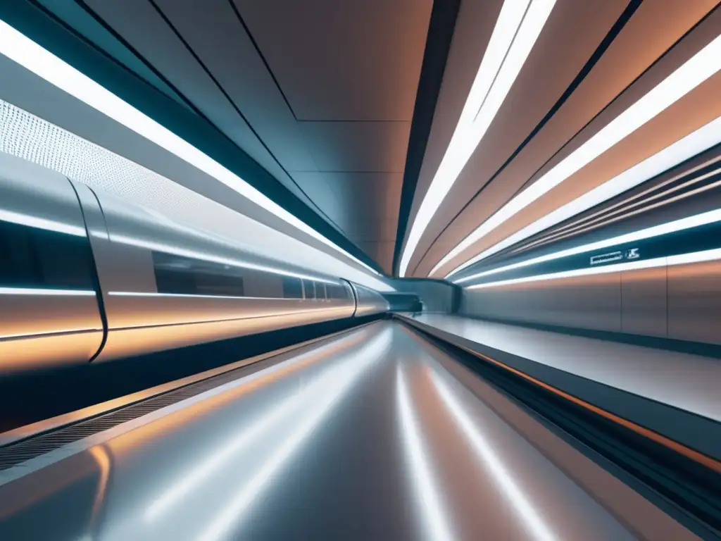 Estación futurista de tren subterráneo - Estación de tren subterráneo futurista con tecnologías innovadoras en transporte subterráneo
