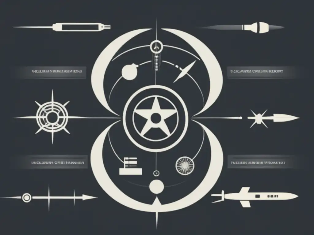 Desarrollo de armas nucleares: imagen abstracta y minimalista que representa la evolución histórica de las armas nucleares