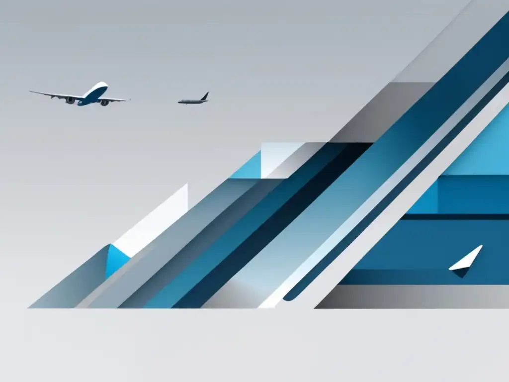 Evolución transporte aéreo comercial: imagen minimalista y abstracta que representa con formas geométricas la evolución de la aviación comercial