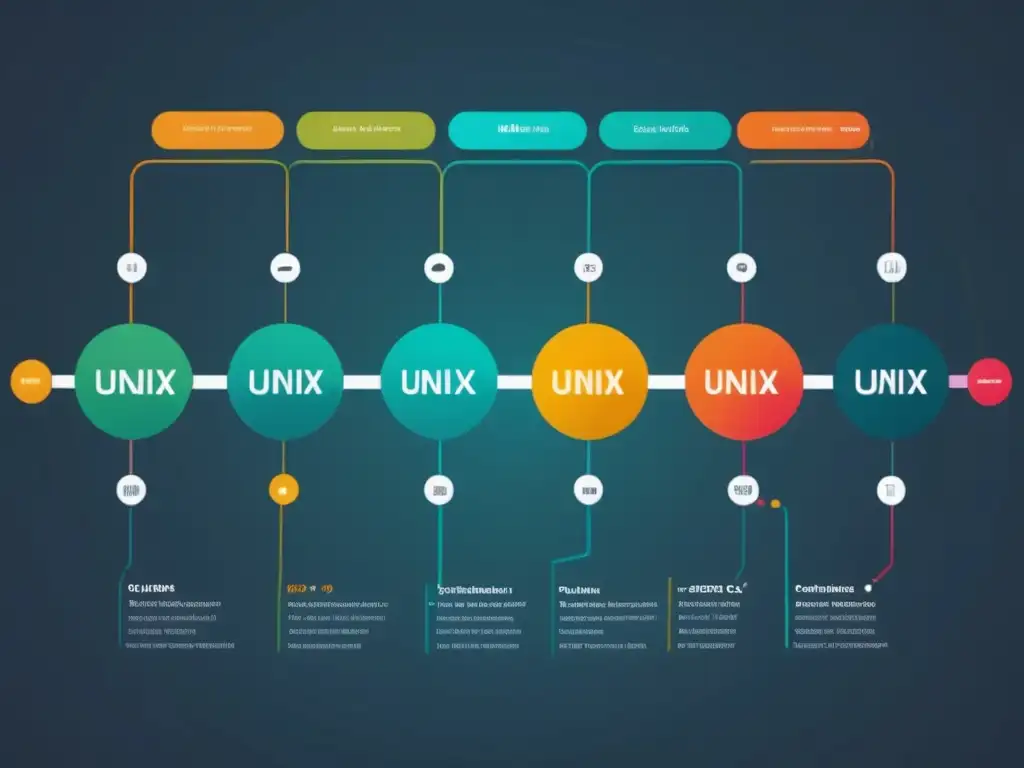 Importancia de Evi Nemeth en UNIX: Una línea temporal minimalista y abstracta que destaca hitos clave en el desarrollo de Unix