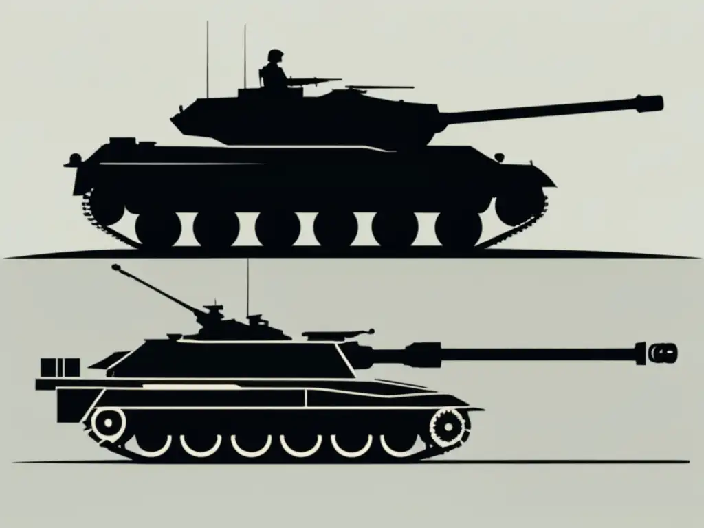 Evolución vehículos blindados: imagen minimalista y abstracta de tanques en la guerra