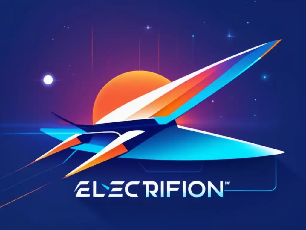 Evolución electrificación industria aeroespacial: nave espacial futurista iluminada por sistemas eléctricos, fondo con transición de colores