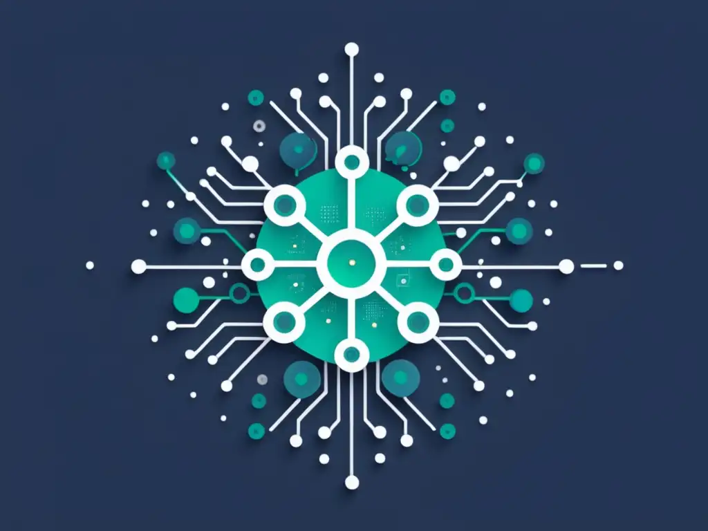 Historia de la inteligencia artificial: evolución y conexiones en una representación minimalista y abstracta