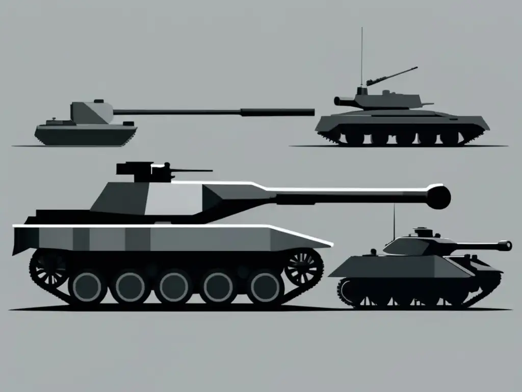 Desarrollo histórico de tanques de guerra en imagen abstracta