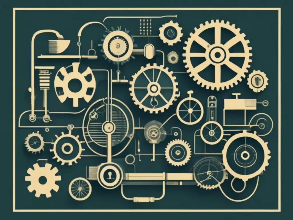 Evolución tecnológica en la historia de la medicina: Gears y dispositivos médicos representan progreso y tratamiento de condiciones respiratorias