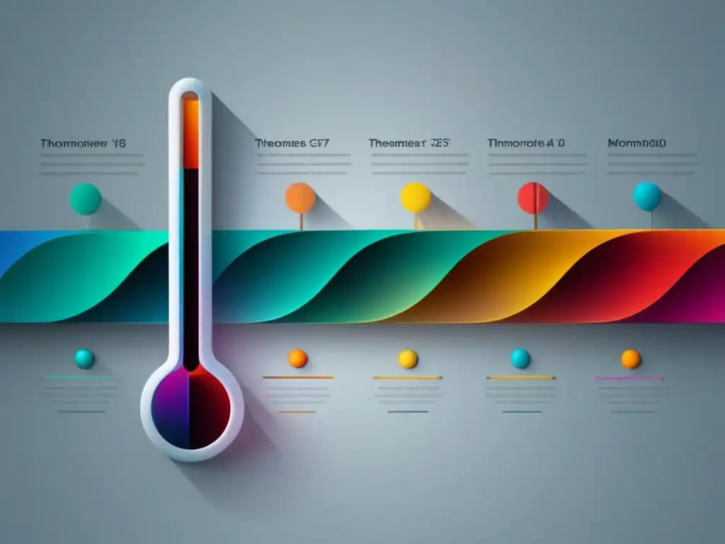 Historia termómetro médico y su evolución: imagen 8k con estilo minimalista y abstracto muestra redes de formas geométricas en colores vibrantes