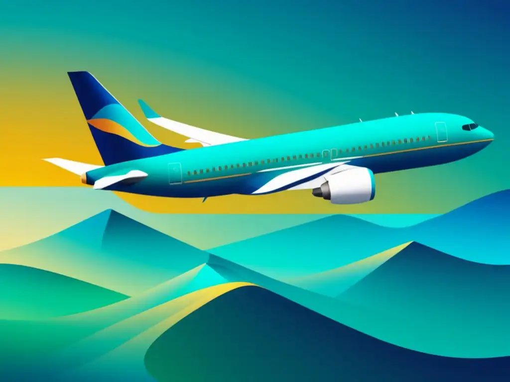 Evolución transporte aéreo comercial: Imagen 8k vibrante y abstracta muestra propulsor, jet y avión de cuerpo ancho