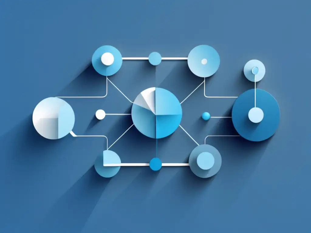 Evolución de programación orientada a objetos, diseño minimalista en azul, formas geométricas interconectadas