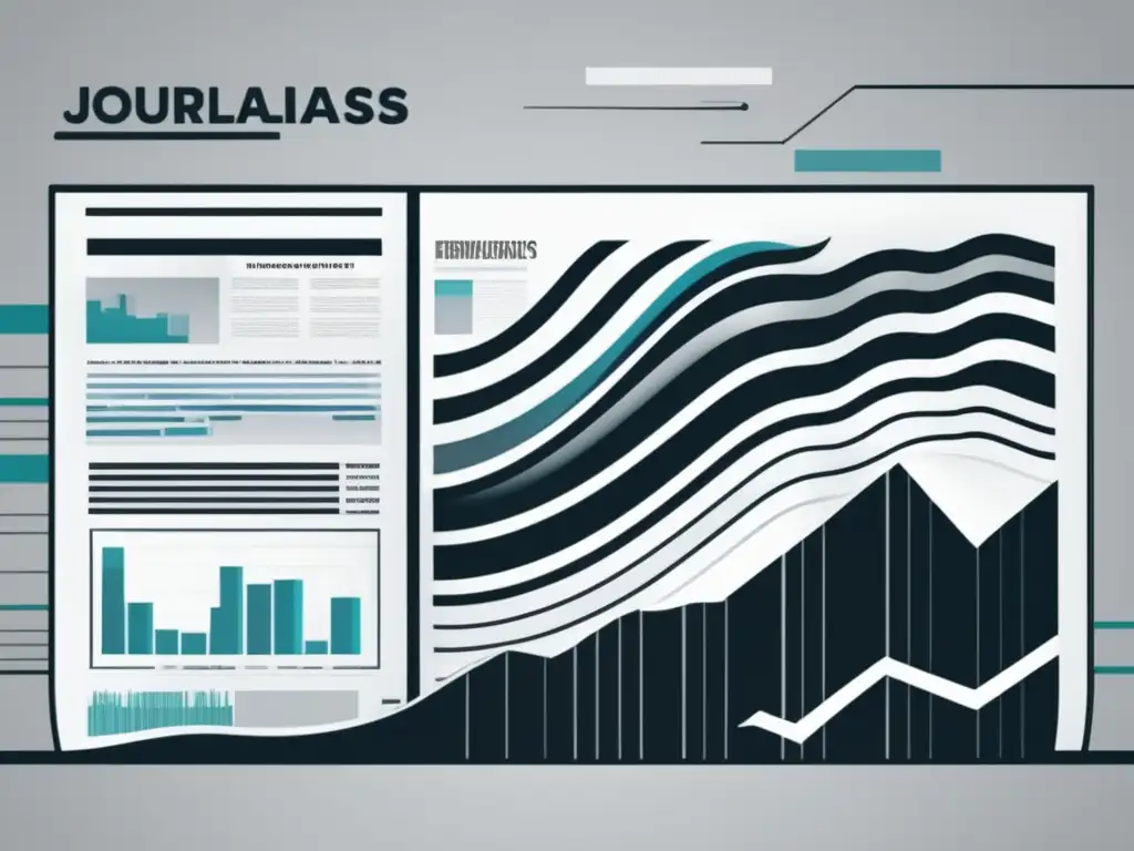 Evolución periodismo datos informar: Transformación de periódico tradicional a pantalla digital con visualización de datos