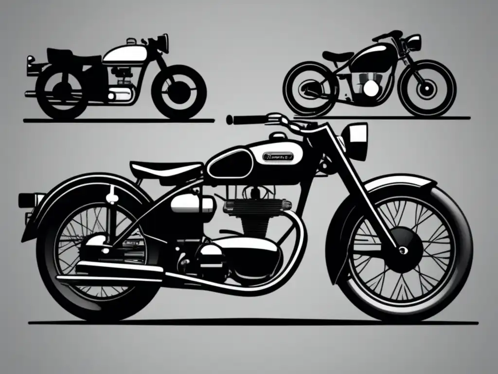 Evolución de motos a lo largo del tiempo Evolución tecnológica de las motocicletas modernas: imagen 8k que muestra la evolución histórica en tres secciones