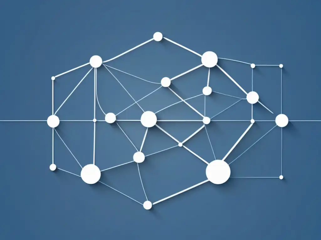 Imagen abstracta de nodos interconectados y líneas que representan flujo de datos e intercambio de información