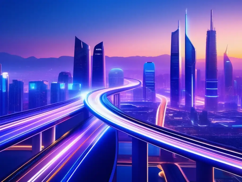 Movilidad compartida: ventajas y desafíos actuales - Futurista ciudad con transporte integrado, elegante y eficiente