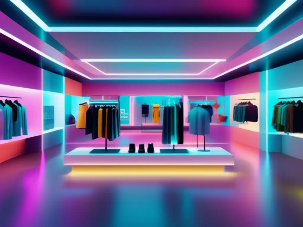 Tienda futurista con hologramas y realidad aumentada