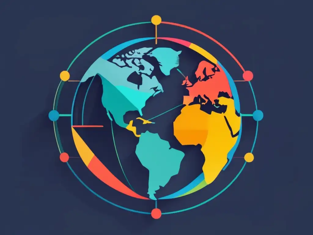 Influencia geopolítica en energía nuclear: globo abstracto muestra países y su producción de energía nuclear