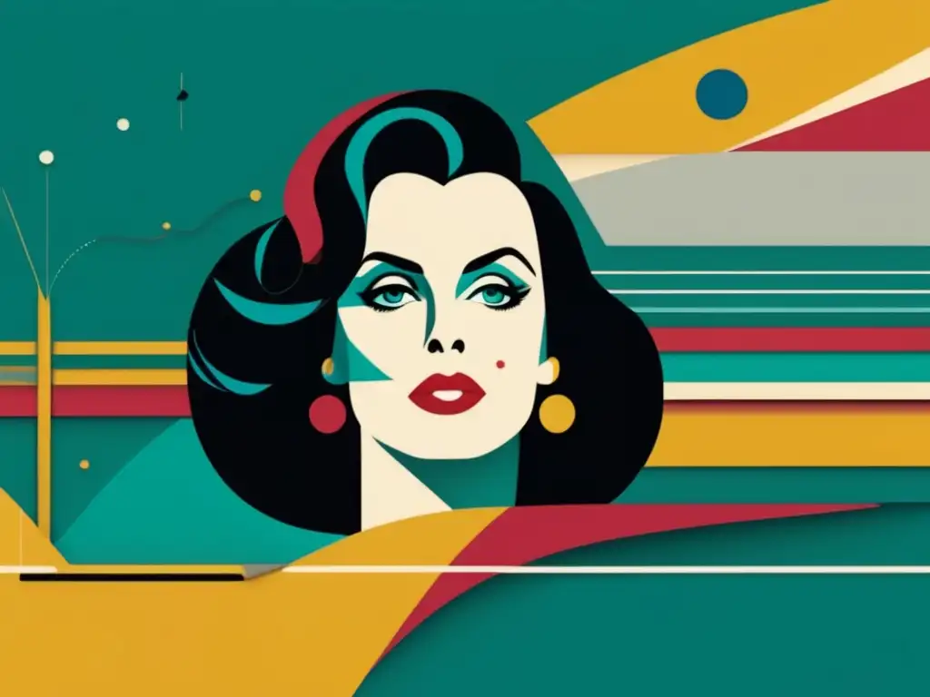 Historia de Hedy Lamarr y WiFi: trayectoria de curiosidad infantil a fama en Hollywood, representada de forma minimalista y abstracta