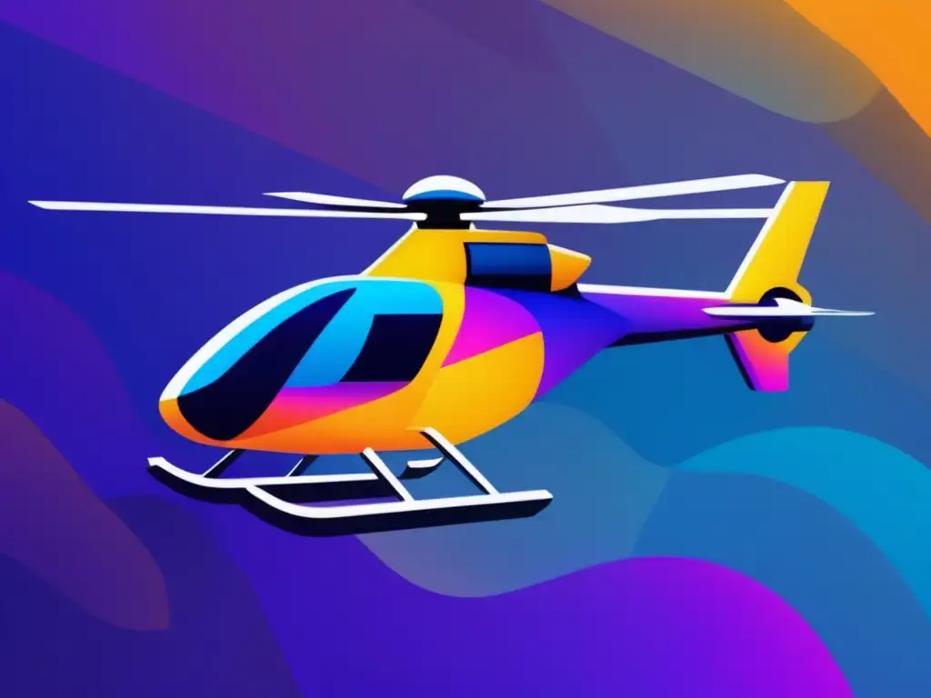 Helicóptero futurista con colores vibrantes - Avances tecnológicos en helicópteros