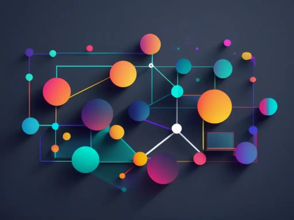 Herramientas de búsqueda histórica: imagen abstracta 8k con formas geométricas y colores vibrantes representando datos