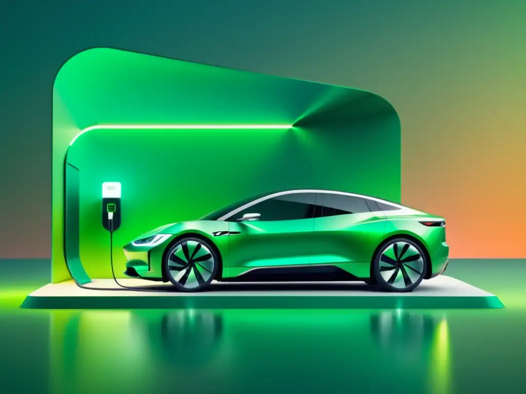 Ventajas de los vehículos eléctricos: Vehículo verde cargando en estación futurista