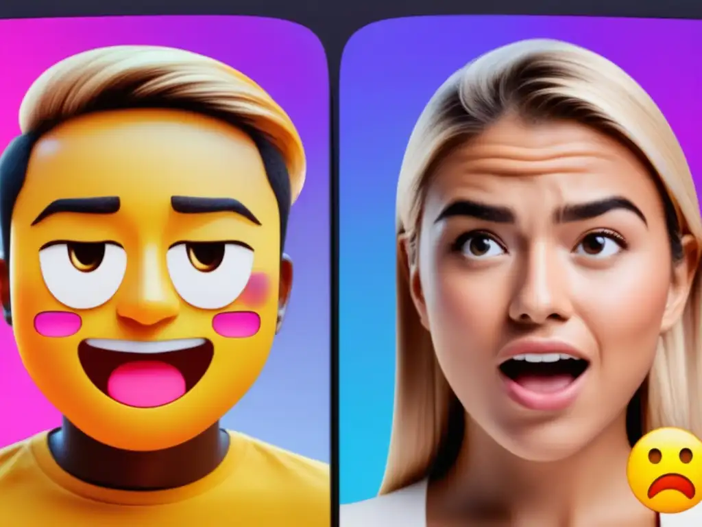 Importancia de emojis en comunicación digital: chat con emojis expresivos y rostro perplejo