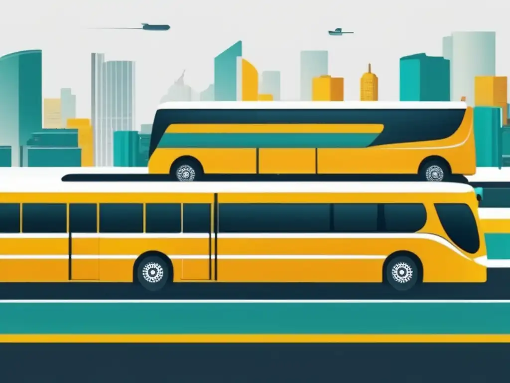 Evolución de autobuses: Combustión, electricidad y dos pisos Evolución tecnológica de los autobuses: imagen 8k con detalles de motores, eléctrica y autobús de dos pisos