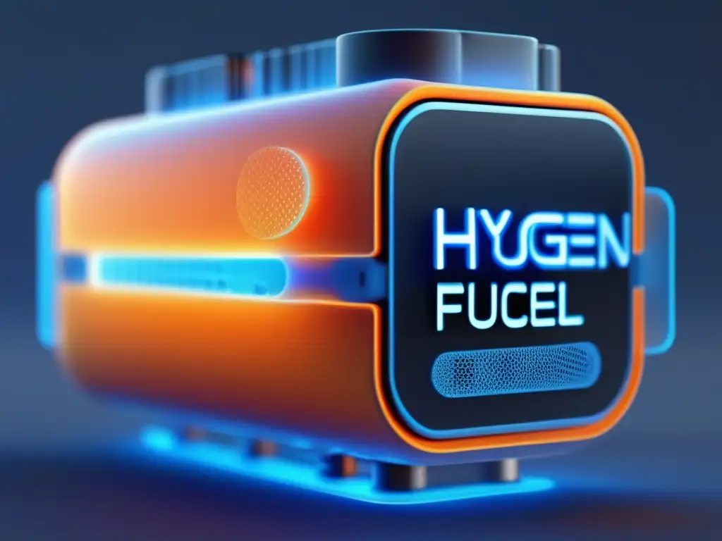Tecnología de hidrógeno: energía limpia y sustentable Tecnología de hidrógeno para movilidad sostenible, imagen abstracta y detallada de una célula de combustible de hidrógeno