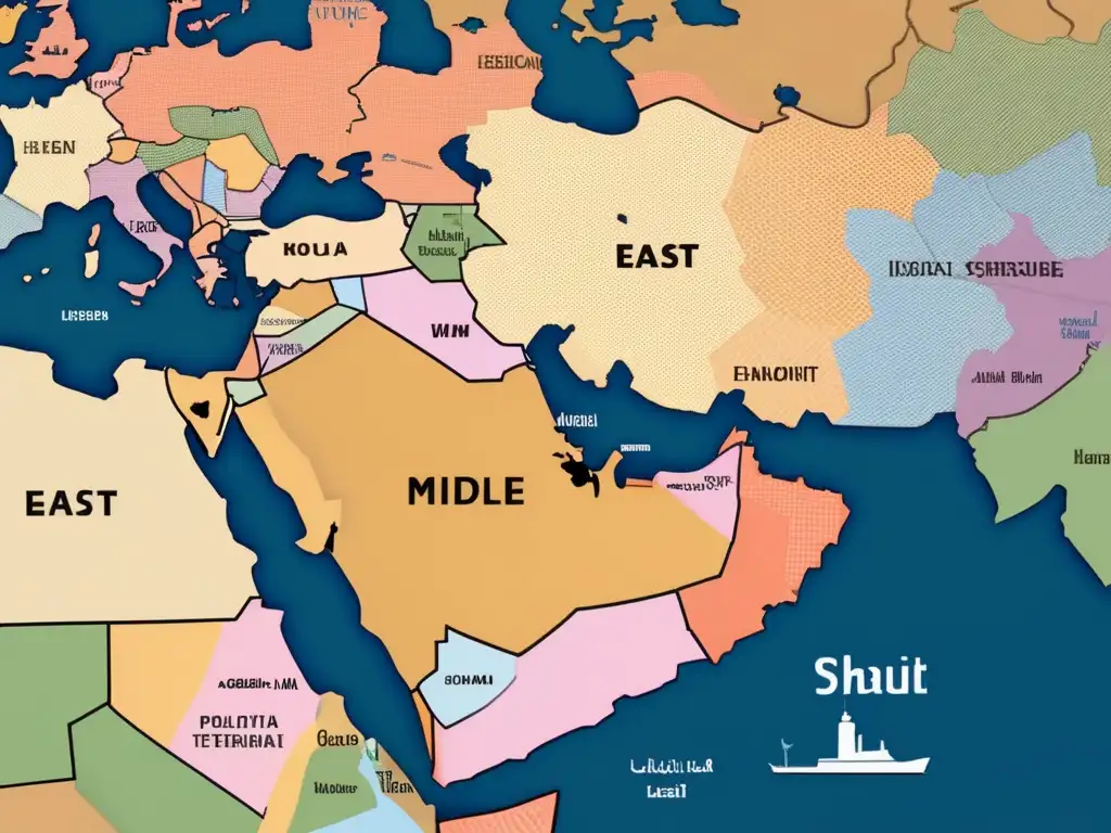 Mapa abstracto de Oriente Medio y su influencia tecnológica en la Guerra de los Seis Días