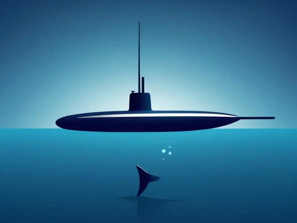 Tecnología submarinismo seguridad: Submarino moderno en el océano azul profundo