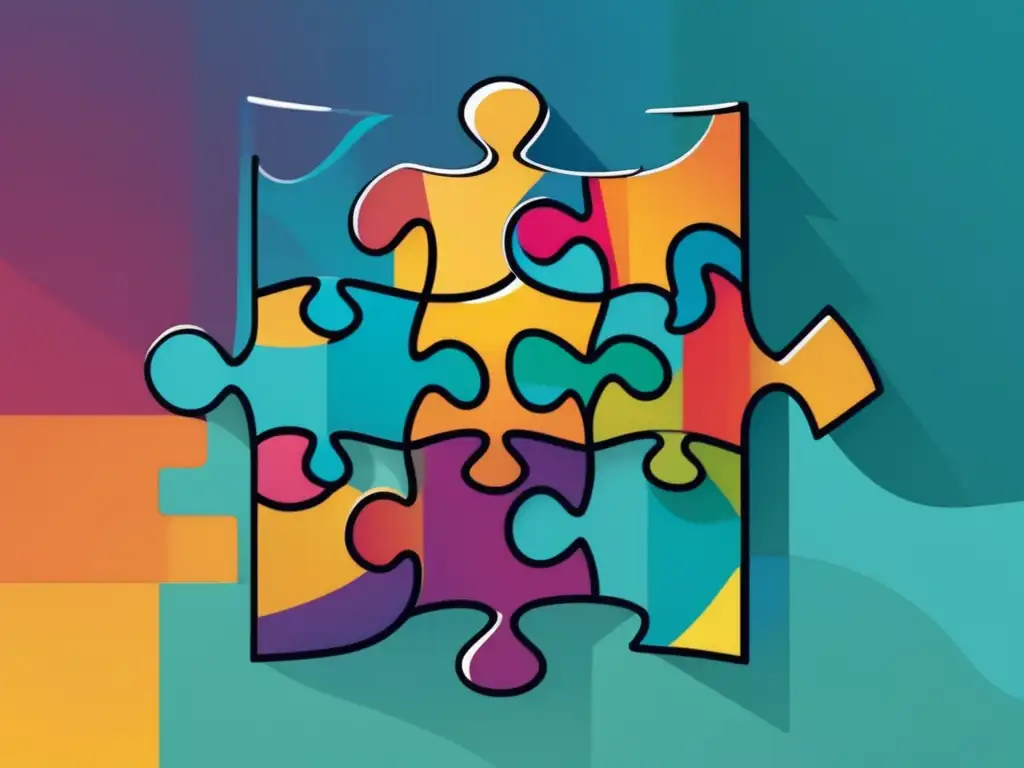 Puzzle colorido de líneas y formas interconectadas que representa la complejidad del espectro autista y la importancia de la tecnología