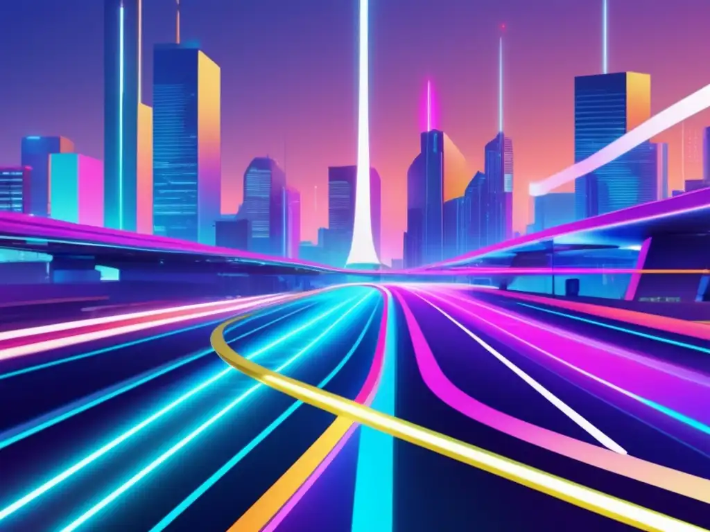 Gestión inteligente del tráfico Importancia de la IoT en la movilidad: Ciudad futurista con tráfico inteligente y dispositivos IoT