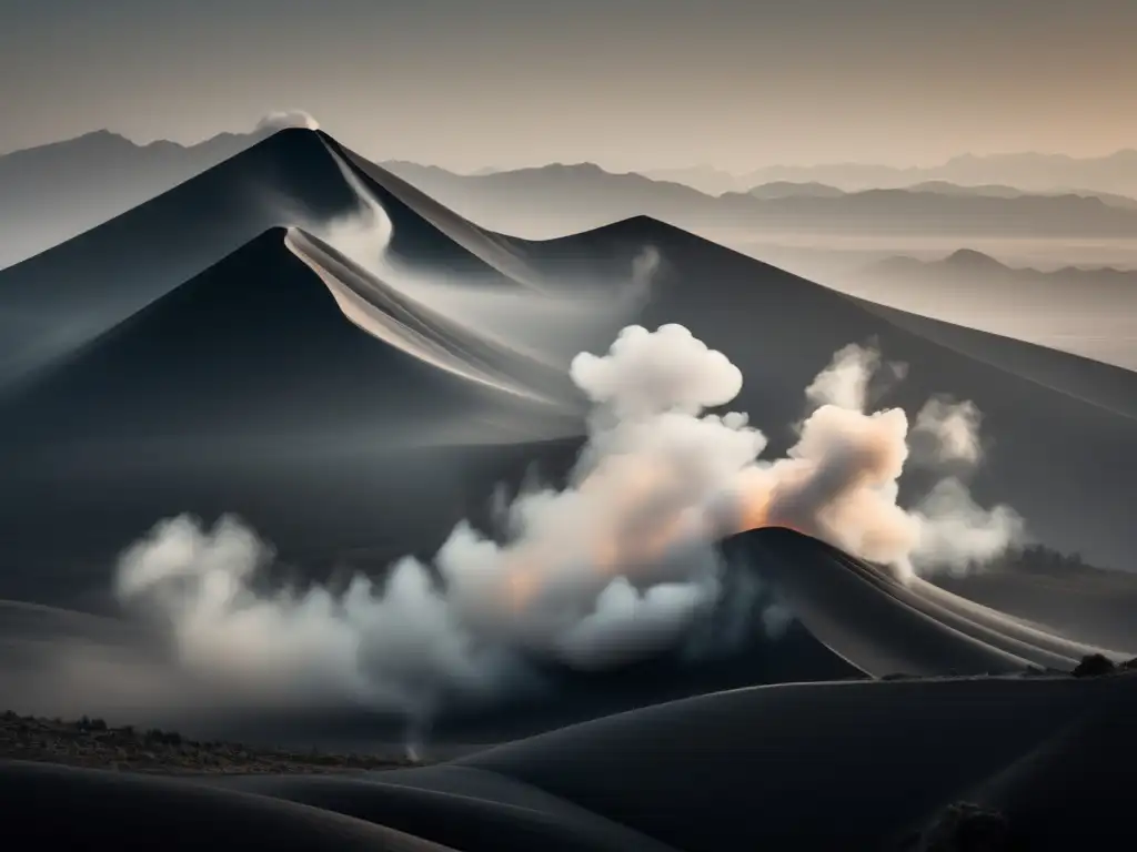 Paisaje de humo ancestral, señales intrincadas se entrelazan en danza de comunicación