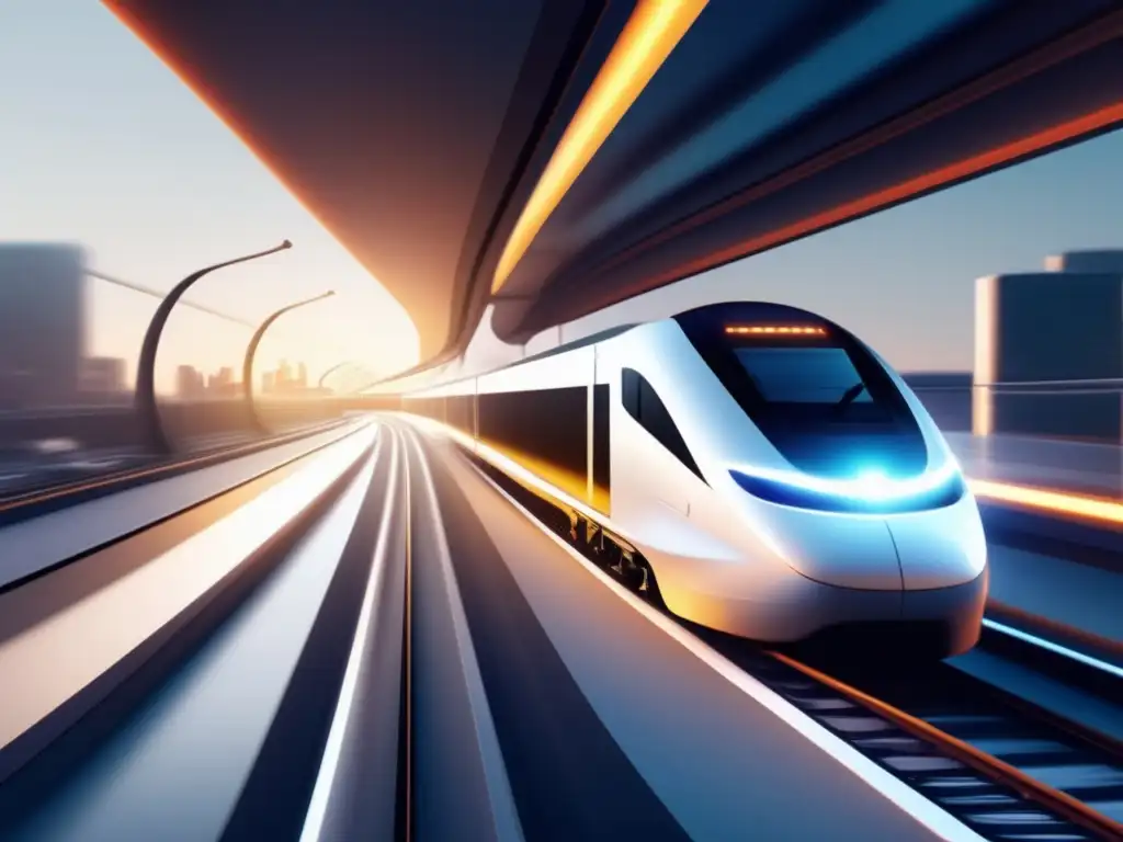 Tren eléctrico futurista en infraestructura eficiente Tecnología eficiente en infraestructura de transporte energético