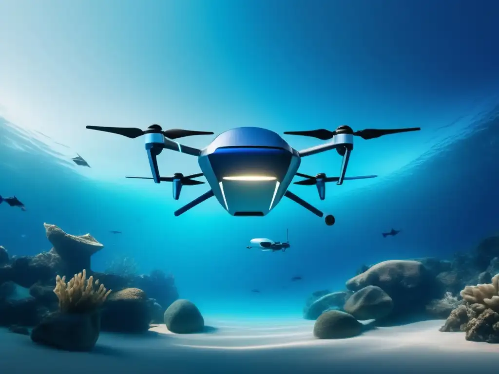 Avances en arqueología subacuática con drones: imagen 8k detallada muestra drones y tecnología submarina