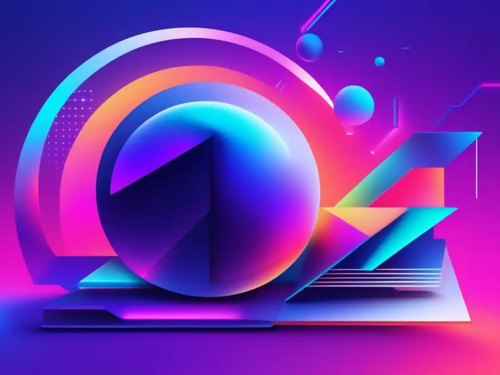 Impacto IA en el arte: Imagen 8k futurista y abstracta con colores neón, fusionando arte y tecnología